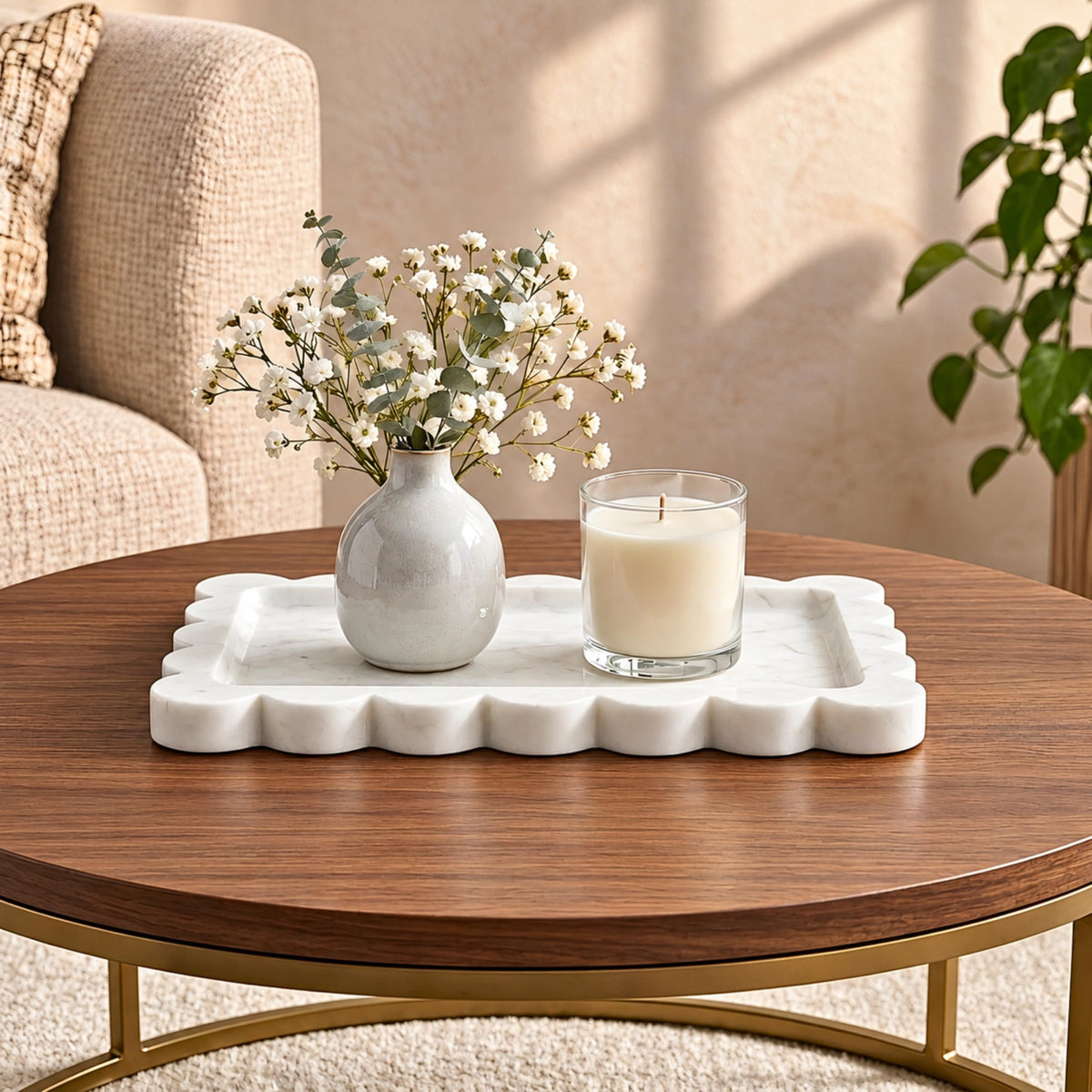 Handcrafted Decorative Marble Tray, Catch All, 11"x8"