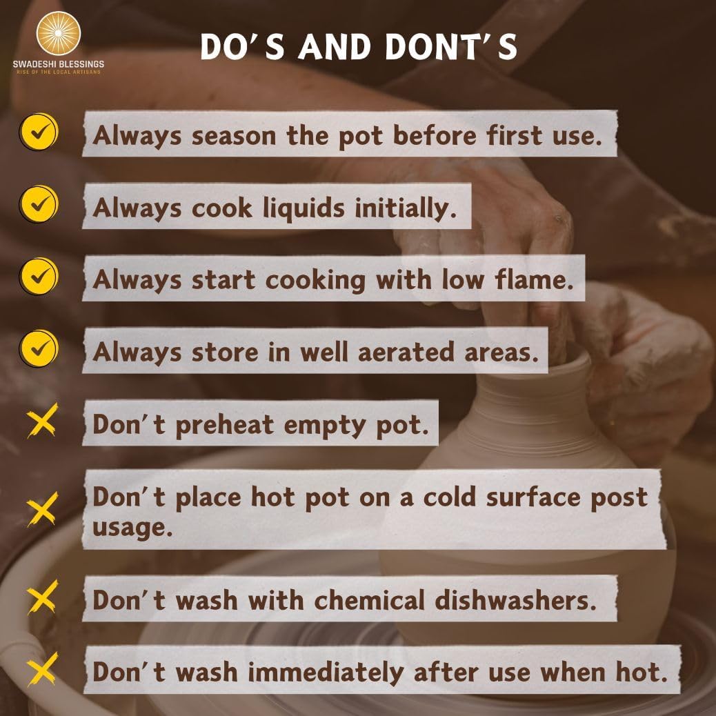 Premium Unglazed Clay Pot for Cooking | Clay Hot Case | Terracota Flat Base Kadai | Clay Hot Case for Serving, 2.5L, Red