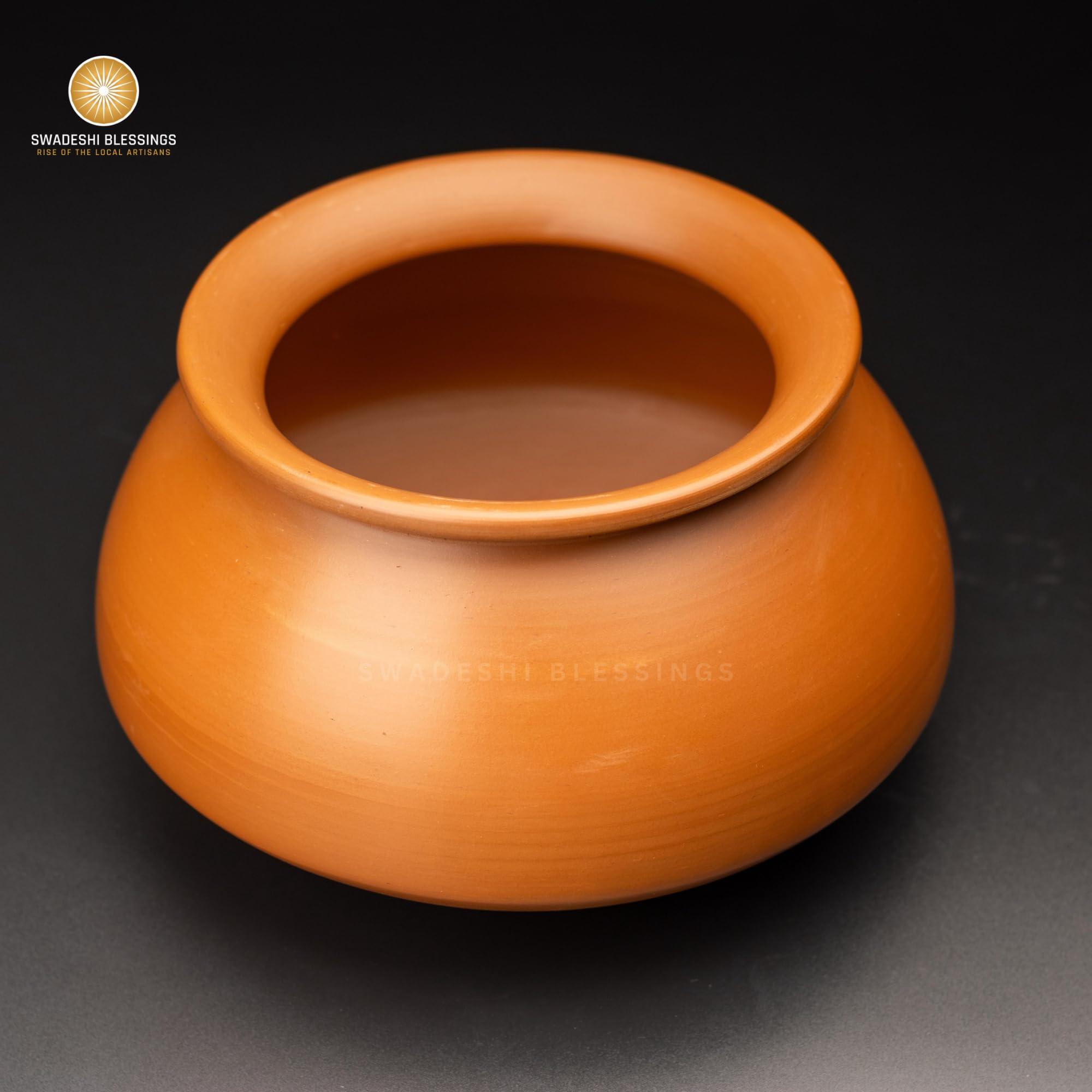 Premium Unglazed Clay Pot for Cooking | Earthen Kadhai | Terracota Dal Handi | Clay Handi for Serving, 3L
