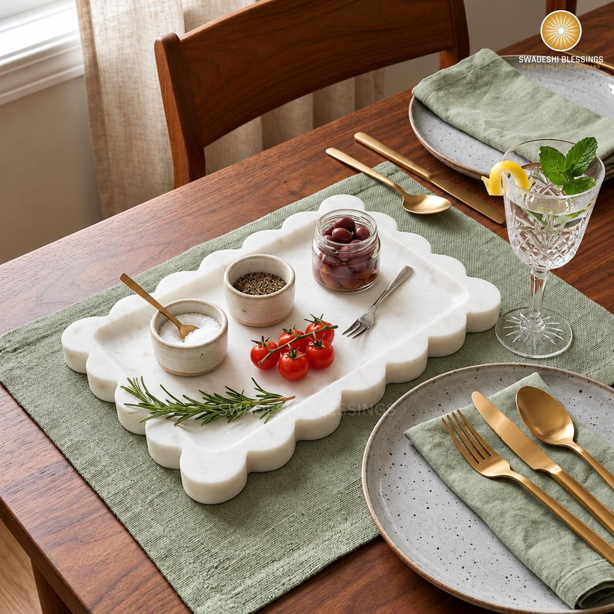 Handcrafted Decorative Marble Tray, Catch All, 11"x8"