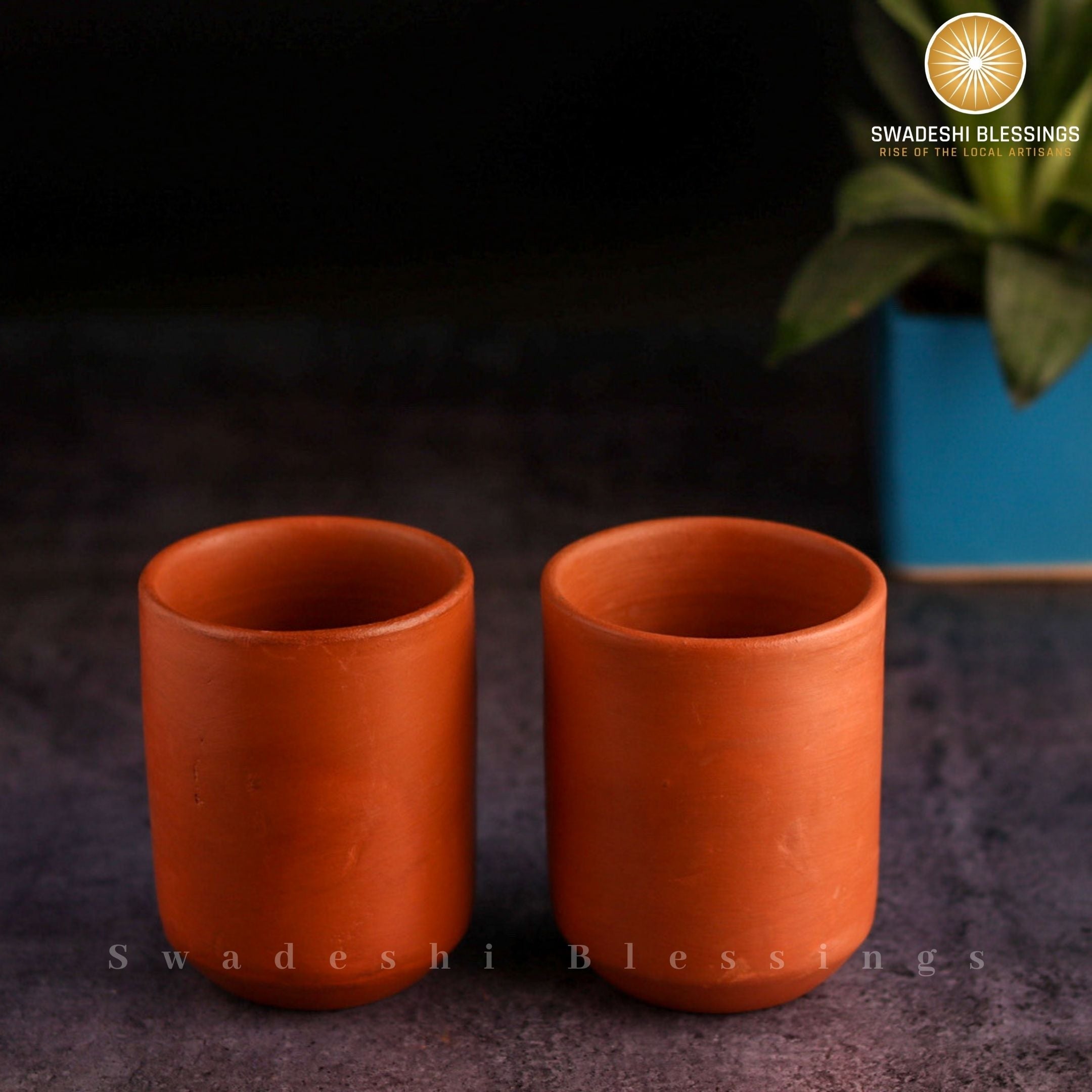Premium Handmade Unglazed Royal Clay Glass Set | Tea & Coffee Cups, 300ml | Antique Terracotta Glasses | Drinking Glass Swadeshi Blessings