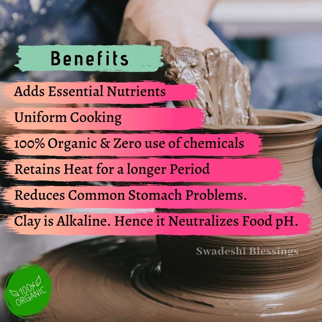 Premium Unglazed Clay Pots for Cooking | Black Earthen Kadhai | Terracota Kadhai | Clay Handi for Serving, Set of three 1, 2 & 3 Liters Swadeshi Blessings