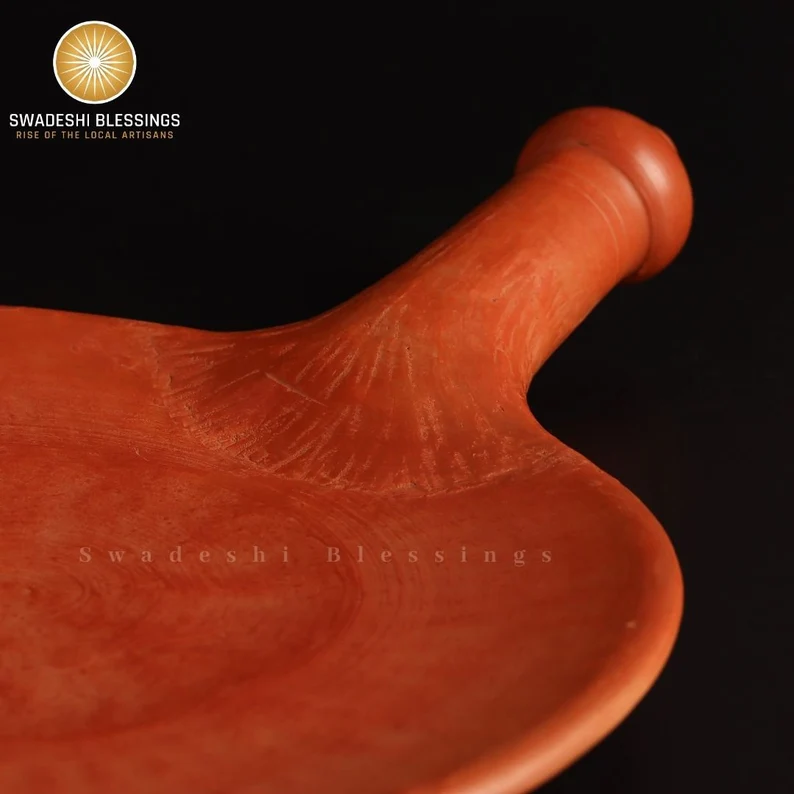 Unglazed HandMade Clay Tawa | Mitti, Earthen Tawa For Roti, 10 Inch | Indian Terracotta Tawa | Bread Maker
