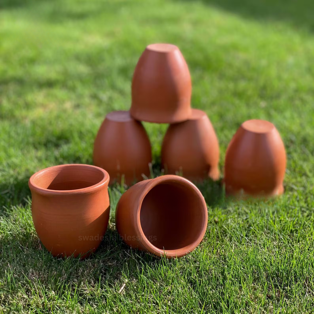 Premium Handmade Unglazed Clay Kulhad Set | Tea & Coffee Cups, 150ml each| Antique Terracotta Kulhad set | Drinking Glass | HouseWarming | Birthday Gift
