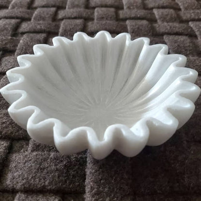 Premium Handcrafted Marble Ruffle Bowl | Antique Scalloped Bowl | Fluted Bowl | Marble Large Decorative Bowl | White Decorative Bowls for Home Decor | Key Bowl | Fruit Bowl | Ring Dish | Organic Modern Home Decor Bowl | 6-18 Inches