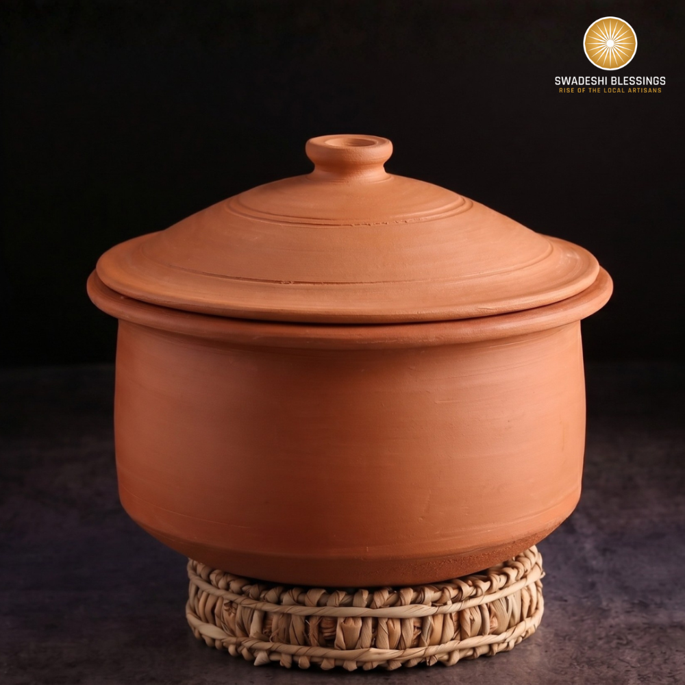 Unglazed Clay Pot for Cooking | Earthen Kadhai | Terracota Patila | Clay Handi for Cooking with Lid