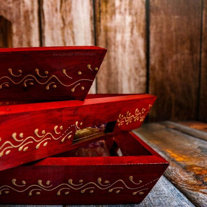 Premium HandPainted Wooden Serving Tray Set of 3 | Antique Diwali Decoration | Home Decor | Wedding, Housewarming Gift | Gift For Her Swadeshi Blessings