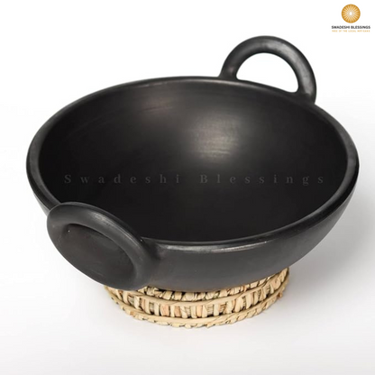 Unglazed Clay Pot for Cooking | Earthen Kadhai | Terracota Kadhai | Clay Kadai for Serving, 1.8L