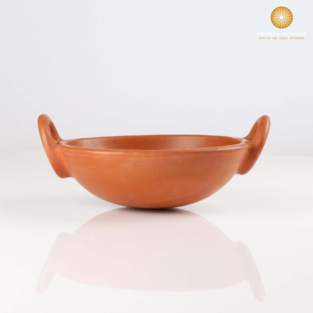 Unglazed Clay Pot for Cooking | Earthen Kadhai | Terracota Kadhai | Clay Handi for Serving, 1.8L