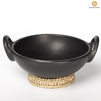 Unglazed Clay Pot for Cooking | Earthen Kadhai | Terracota Kadhai | Clay Kadai for Serving, 1.8L