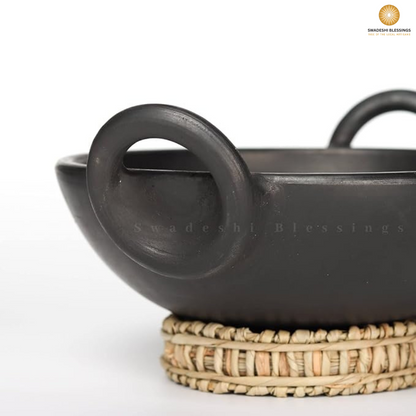 Unglazed Clay Pot for Cooking | Earthen Kadhai | Terracota Kadhai | Clay Kadai for Serving, 1.8L