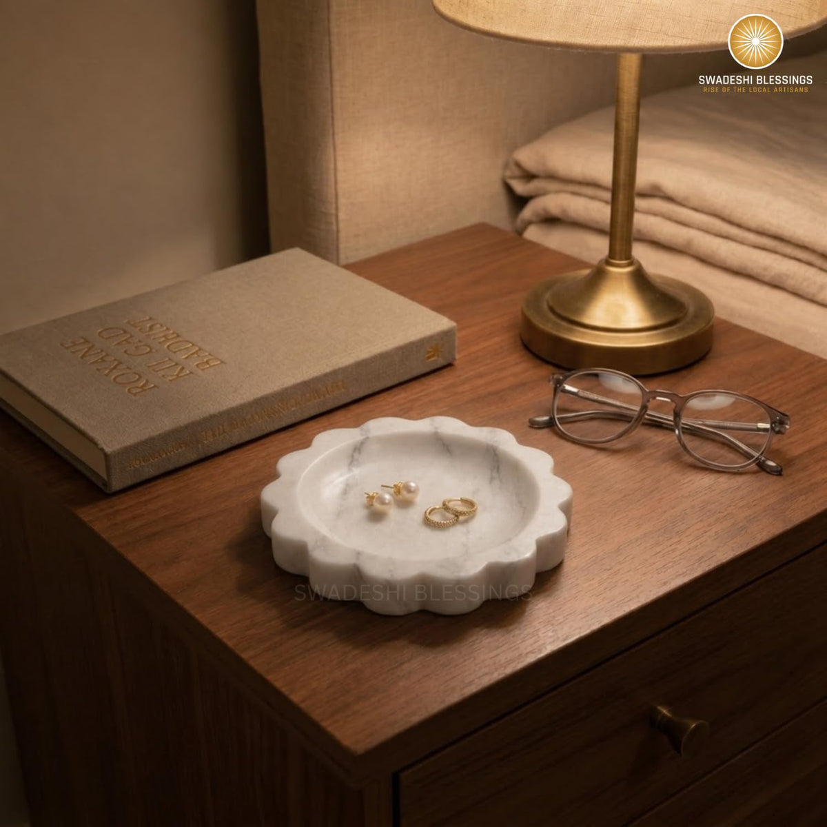 HandMade Marble Jewelry Tray, Trinket Dish, Catch-all, 5"