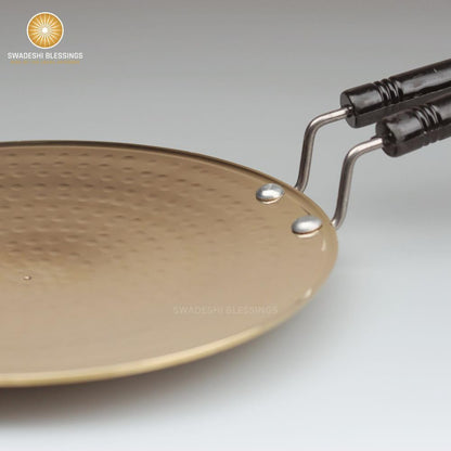 SWADESHI BLESSINGS Exclusive Range Brass Tawa/Teflon-Free/Naturally Non-Stick Brass Utensils with Tin Coating (9.5 Inches)