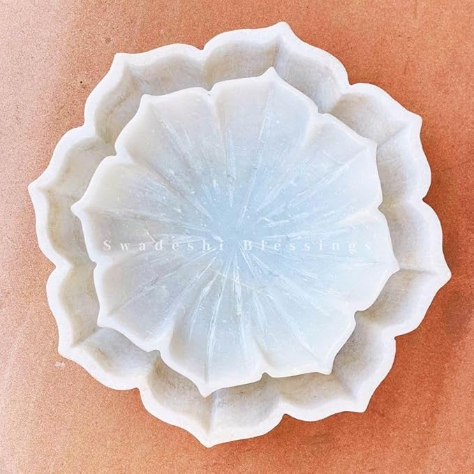 HandCrafted Marble Lotus Bowl | Organic Modern Home Decor Bowl | Fruit Bowl | Vintage Ring Dish | Decorative Flower Bowl | HouseWarming Gifts | Wedding Gifts| Urli