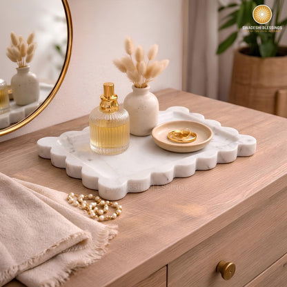 Handcrafted Decorative Marble Tray, Catch All, 11"x8"