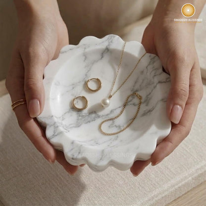 HandMade Marble Jewelry Tray, Trinket Dish, Catch-all, 5"