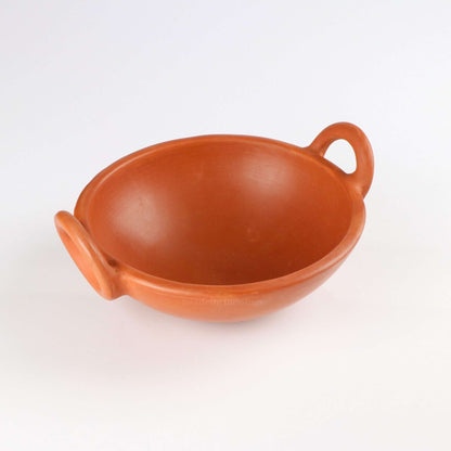 Premium Unglazed Clay Pot for Cooking | Earthen Kadhai | Terracota Kadhai | Clay Handi for Serving, 1.8L | Includes Free Palm Leaf Stand and Ash for Cleaning Swadeshi Blessings