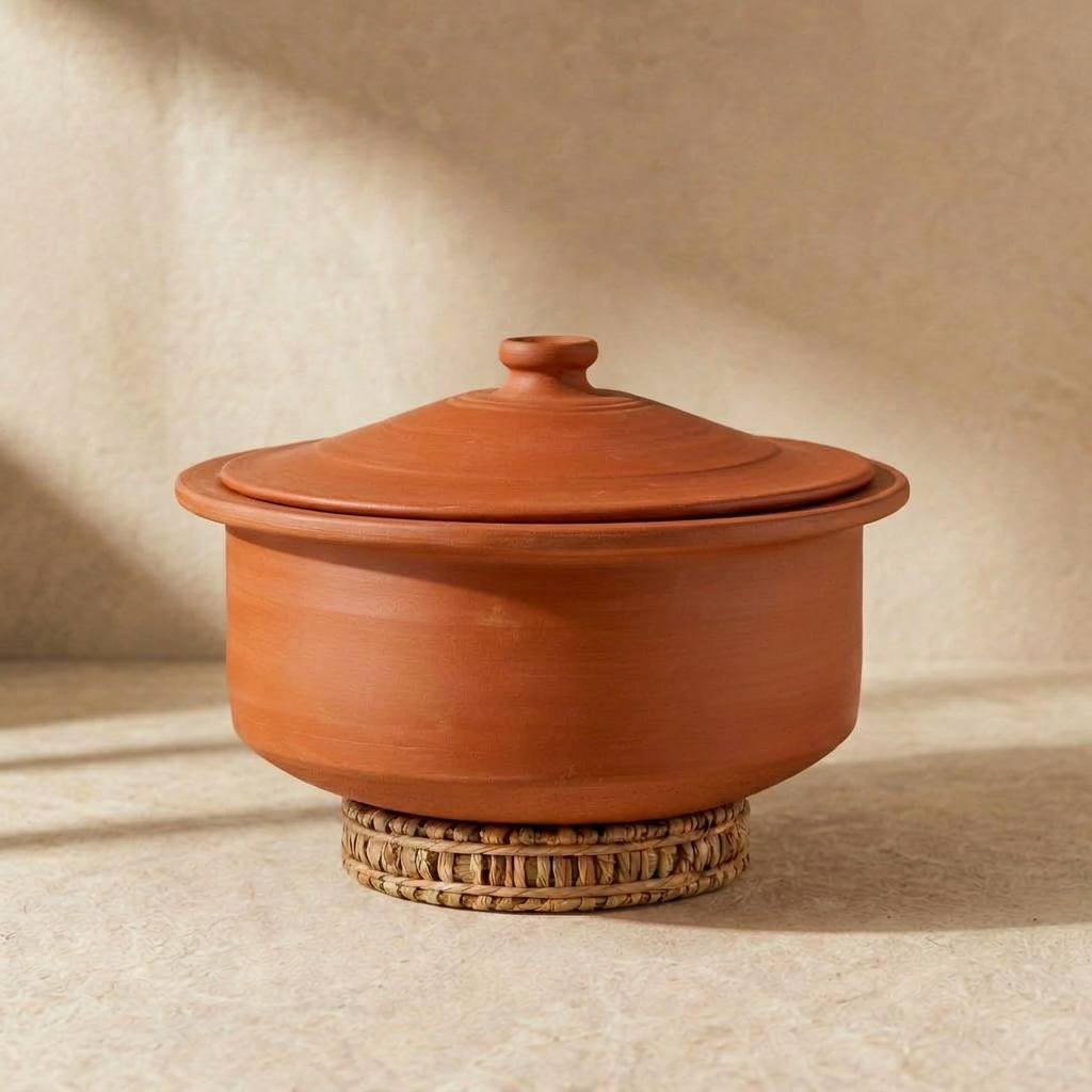 Unglazed Clay Pot for Cooking | Earthen Kadhai | Terracota Patila | Clay Handi for Cooking with Lid