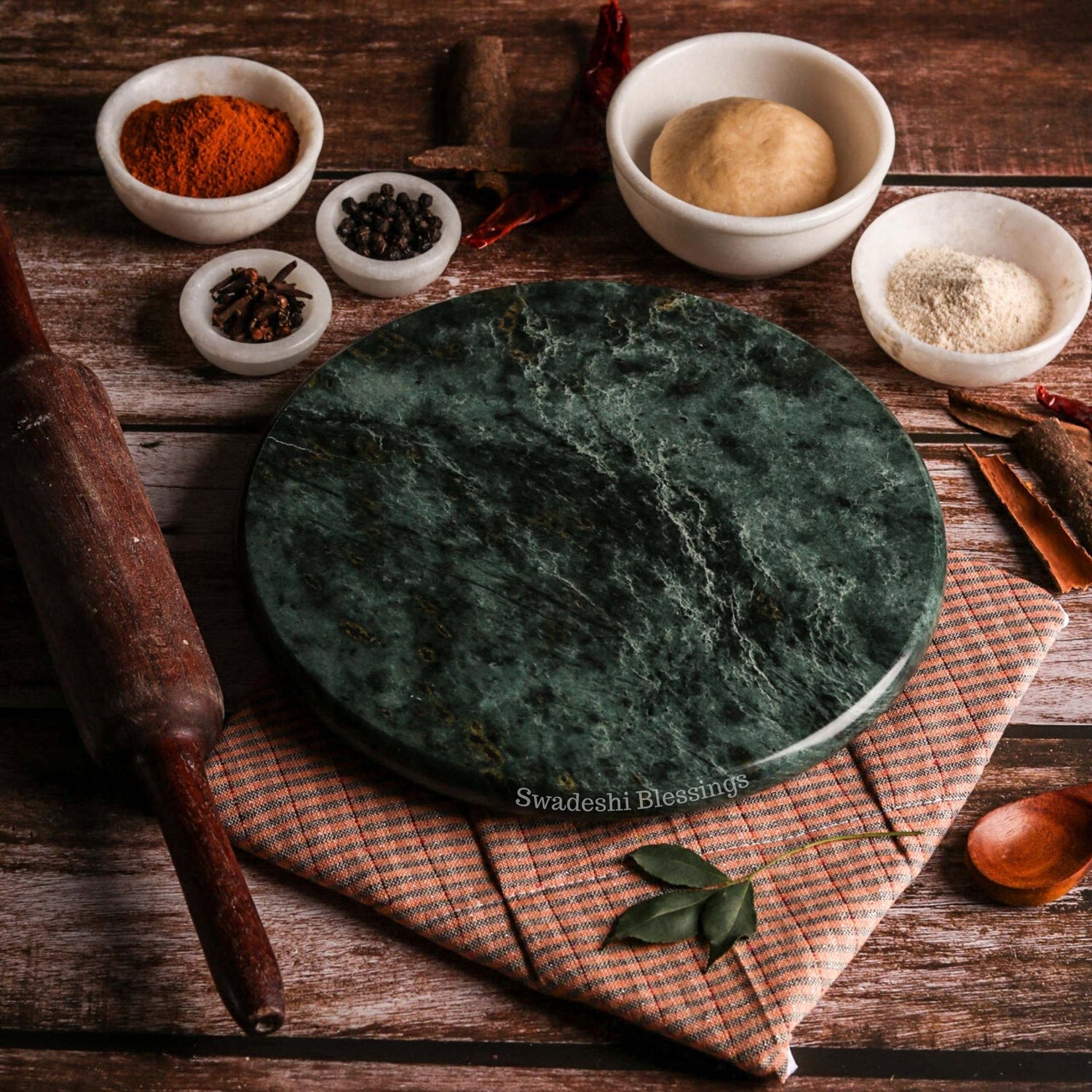 Marble Roti Maker Premium HandCrafted Marble Dough Roller, Green | Indian Roti Maker | M ...