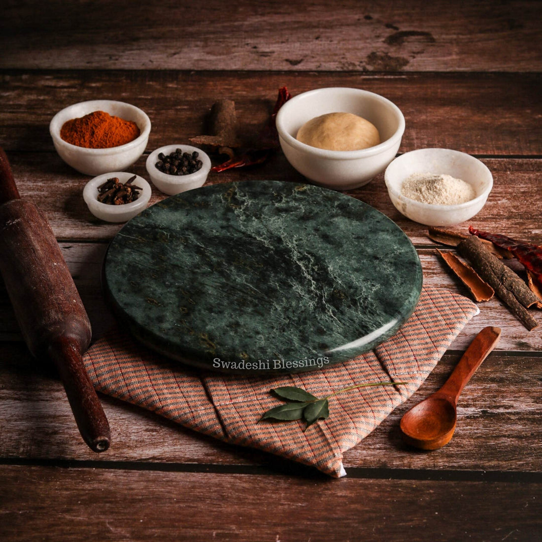 Marble Roti Maker Premium HandCrafted Marble Dough Roller, Green | Indian Roti Maker | M ...