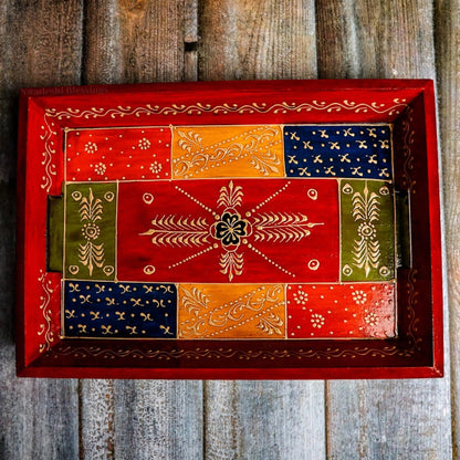 Premium HandPainted Wooden Serving Tray Set of 3 | Antique Diwali Decoration | Home Decor | Wedding, Housewarming Gift | Gift For Her Swadeshi Blessings