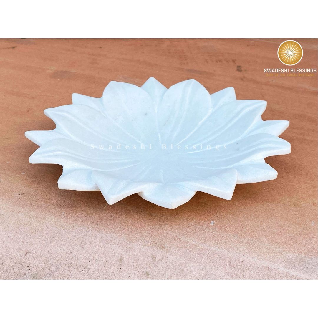 Premium Handcrafted Lotus Marble Bowl | Decorative Bowl Swadeshi Blessings