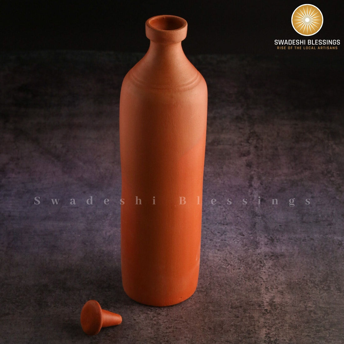 Premium Handmade Unglazed Clay Water Bottle | Terracotta Bottle, 1L Swadeshi Blessings