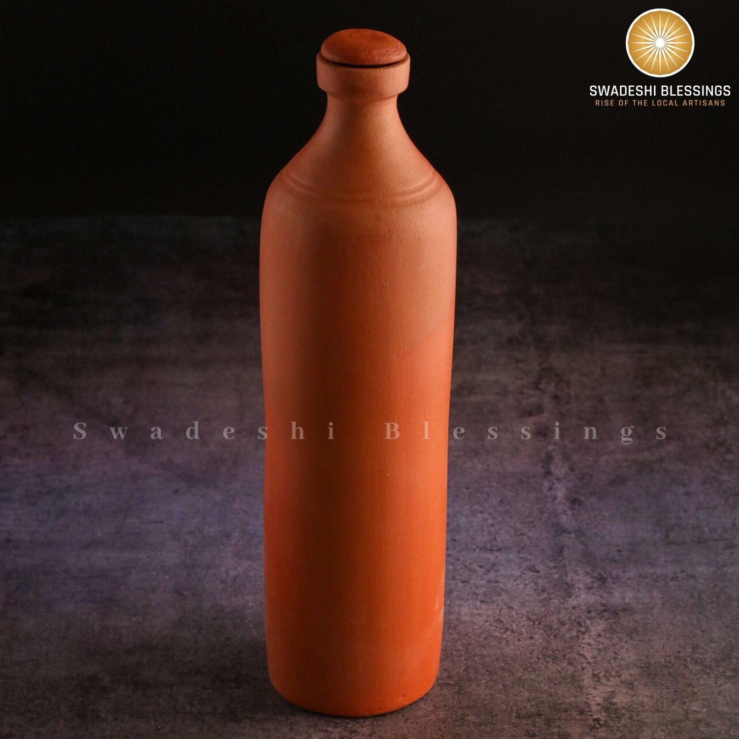 Premium Handmade Unglazed Clay Water Bottle | Terracotta Bottle, 1L Swadeshi Blessings