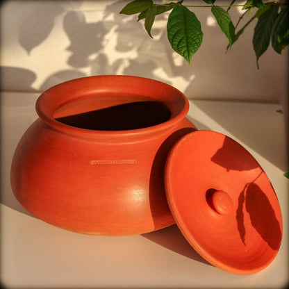 Premium Unglazed Clay Pot for Cooking | Earthen Kadhai | Terracota Dal Handi | Clay Handi for Serving, 3L Swadeshi Blessings