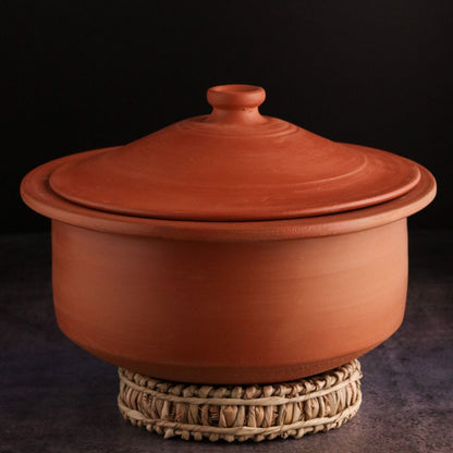 Premium Unglazed Clay Pot for Cooking | Earthen Kadhai | Terracota Patila | Clay Handi for Serving with Lid, 3.5L Swadeshi Blessings