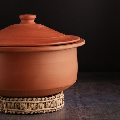 Premium Unglazed Clay Pot for Cooking | Earthen Kadhai | Terracota Patila | Clay Handi for Serving with Lid, 3.5L Swadeshi Blessings