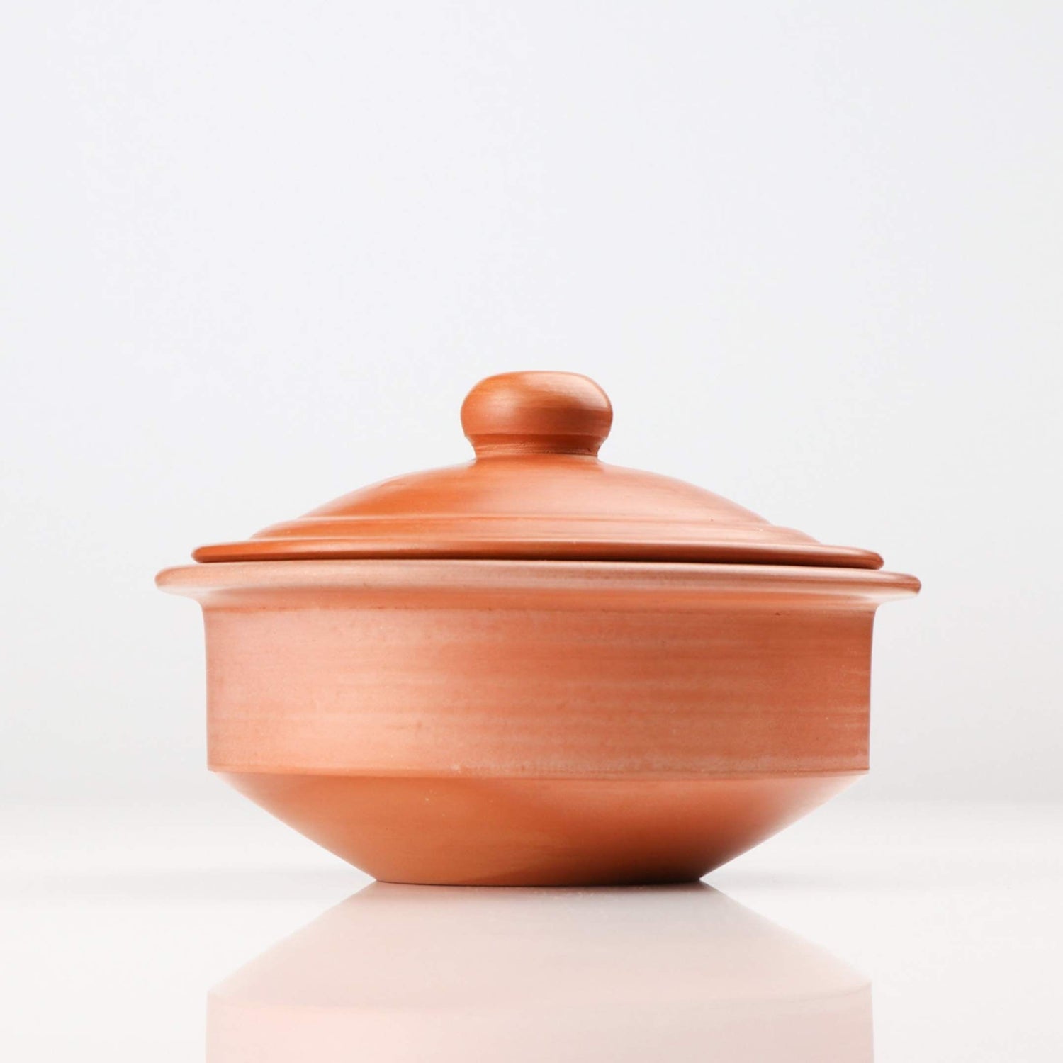 Premium Unglazed Clay Pot for Cooking | Earthen Kadhai | Terracota Regular Dahi Handi | Clay Handi for Serving with Lid, 1.3L | Includes Free Palm Leaf Stand and Ash for Cleaning Swadeshi Blessings