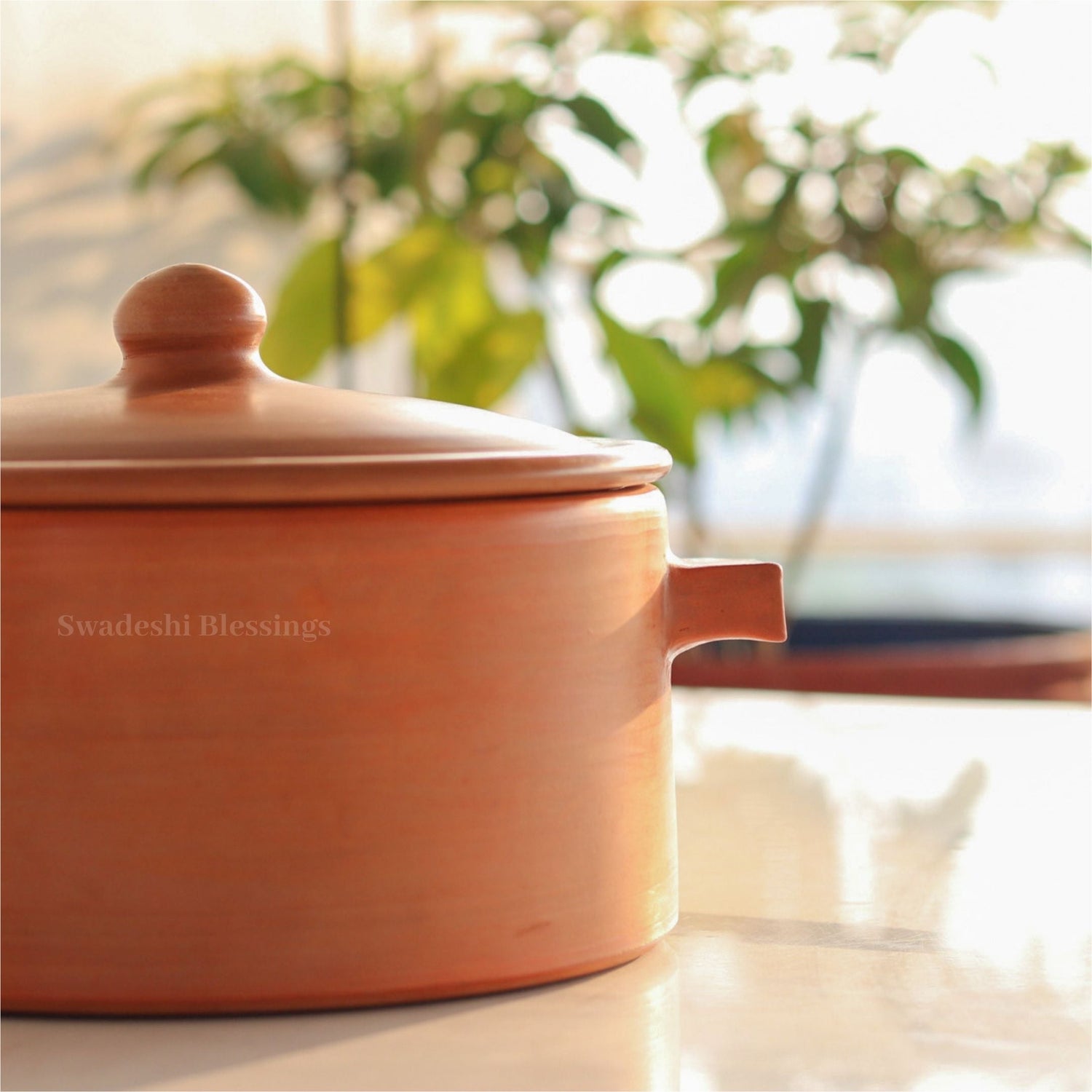 Premium Unglazed Clay Pot for Serving | Clay Hot Case | Earthen Hot Case | Terracota Kadhai | Clay Hot Case for Serving, 2.8L, Red Swadeshi Blessings