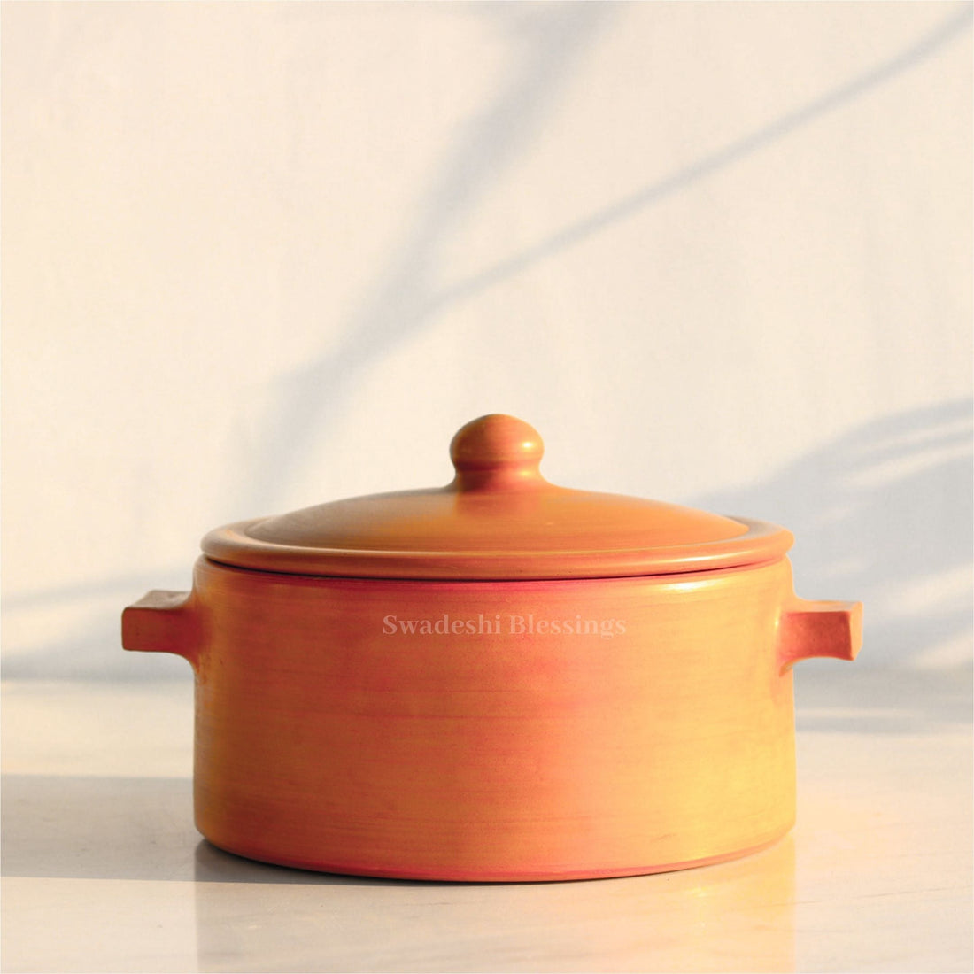 Premium Unglazed Clay Pot for Serving | Clay Hot Case | Earthen Hot Case | Terracota Kadhai | Clay Hot Case for Serving, 2.8L, Red Swadeshi Blessings