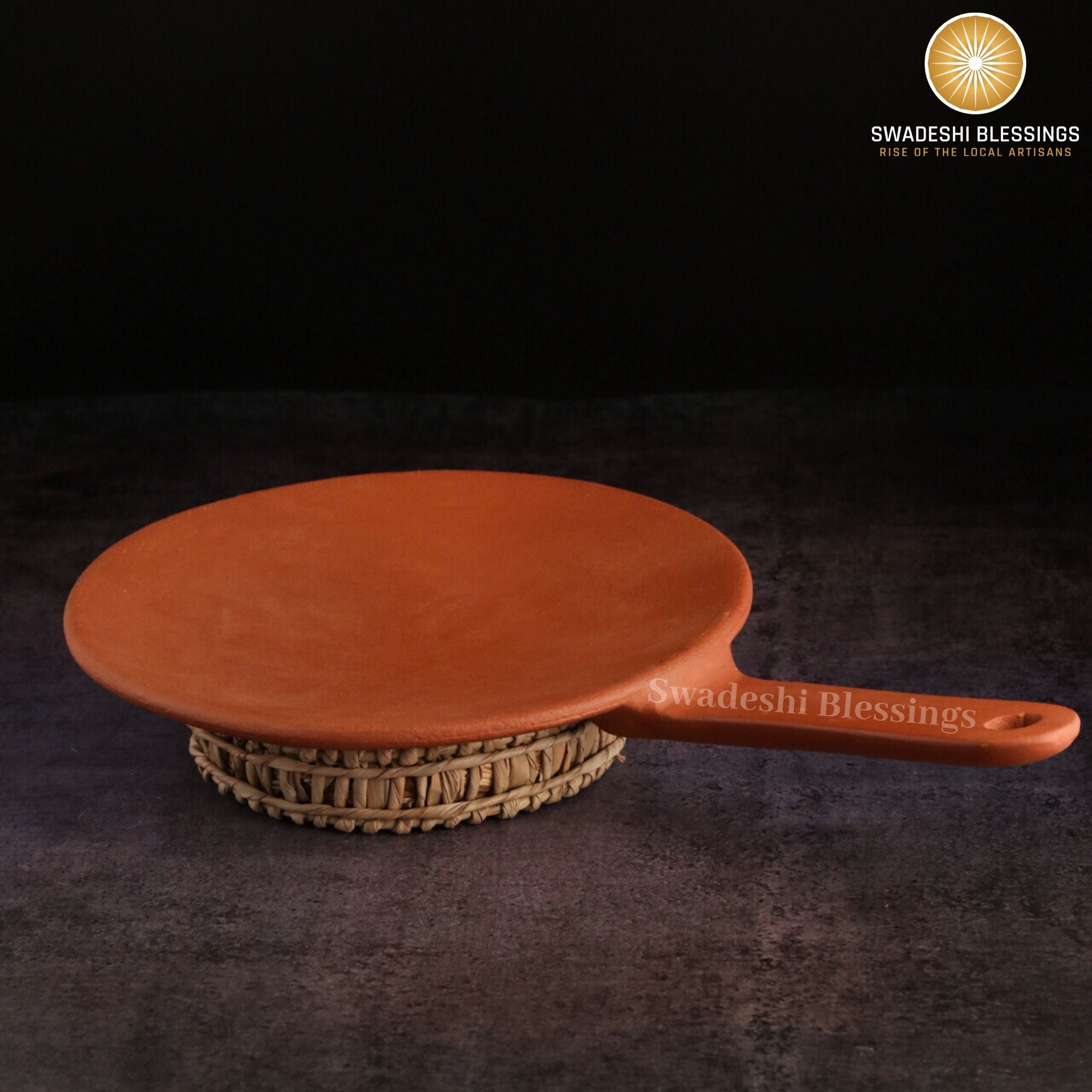 Premium Unglazed HandMade Clay Tawa | Earthen Tawa For Roti | 11 Inch Indian Terracotta Tawa | Bread Maker Swadeshi Blessings