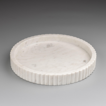 Handcrafted Marble Decorative Tray for Coffee Table Decor, Round Trays Home Decor, Ottoman Tray for Living Room, Coffee Table Tray, Dining Table Centerpiece Decor, Farmhouse Decor, 11&