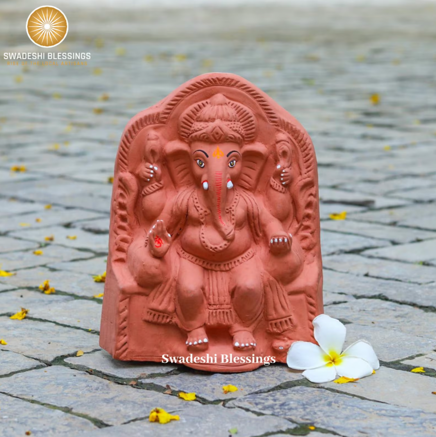 Swadeshi Blessings Clay Ganesha Idol | 100% Eco Friendly | For Ganesh Chaturthi Swadeshi Blessings