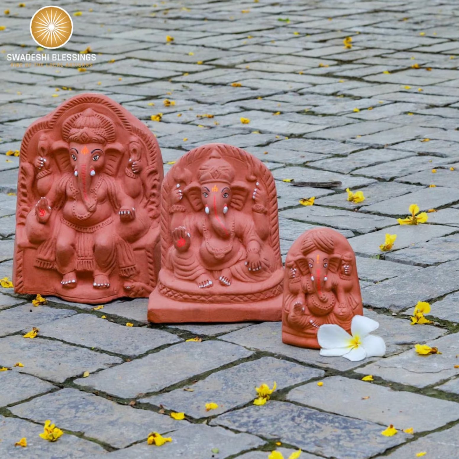 Swadeshi Blessings Clay Ganesha Idol | 100% Eco Friendly | For Ganesh Chaturthi Swadeshi Blessings