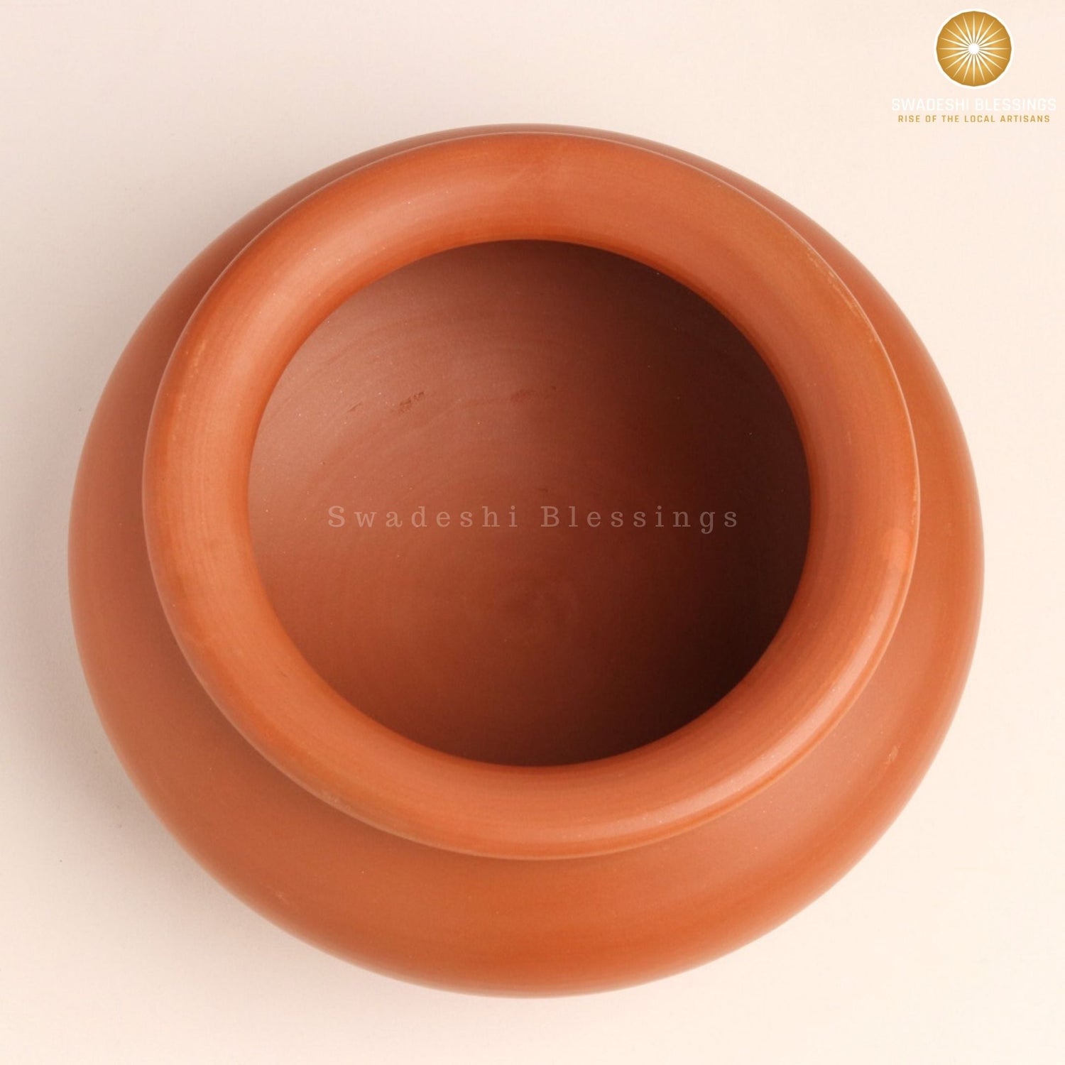 Premium Unglazed Clay Pot for Cooking | Earthen Kadhai | Terracota Traditional Dahi Handi | Clay Handi for Serving with Lid, 1.5L | Includes Free Palm Leaf Stand and Ash for Cleaning Swadeshi Blessings