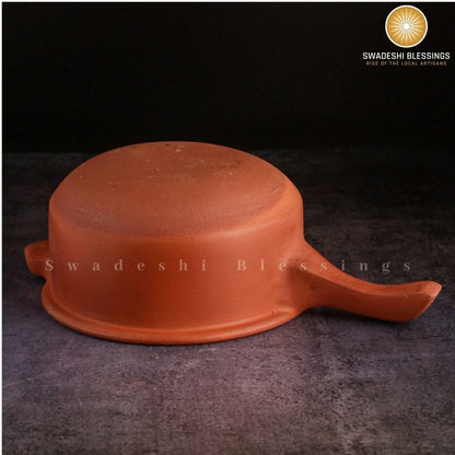 Premium Unglazed Clay Pot for Cooking | Earthen Kadhai | Kerela Handi | Clay Handi for Serving with Lid, 2.8L | Includes Free Palm Leaf Stand and Ash for Cleaning Swadeshi Blessings