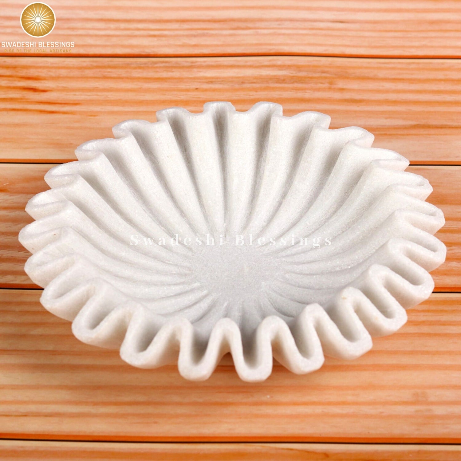 Premium Handcrafted Marble Ruffle Bowl | Antique Scalloped Bowl | Fluted Bowl | Marble Large Decorative Bowl | White Decorative Bowls for Home Decor | Key Bowl | Fruit Bowl | Ring Dish | Organic Modern Home Decor Bowl | 6-18 Inches