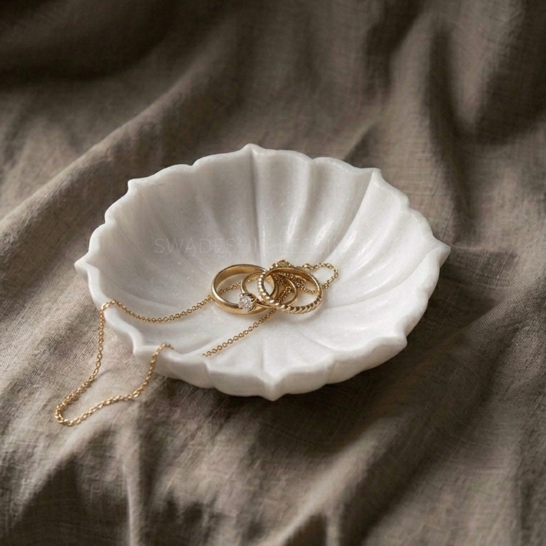 HandCrafted Marble Lotus Bowl | Organic Modern Home Decor Bowl | Fruit Bowl | Vintage Ring Dish | Decorative Flower Bowl | HouseWarming Gifts | Wedding Gifts| Urli | 6-12 Inches