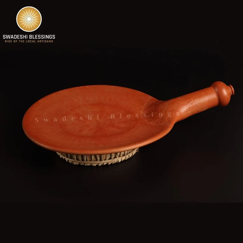 Unglazed HandMade Clay Tawa | Mitti, Earthen Tawa For Roti, 10 Inch | Indian Terracotta Tawa | Bread Maker