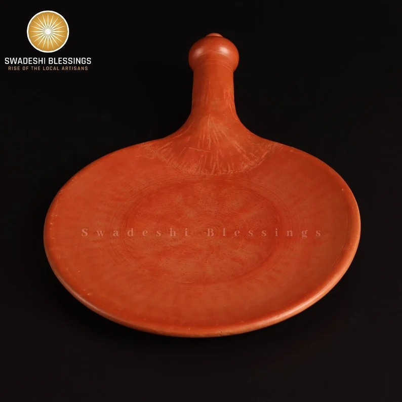 Unglazed HandMade Clay Tawa | Mitti, Earthen Tawa For Roti, 10 Inch | Indian Terracotta Tawa | Bread Maker