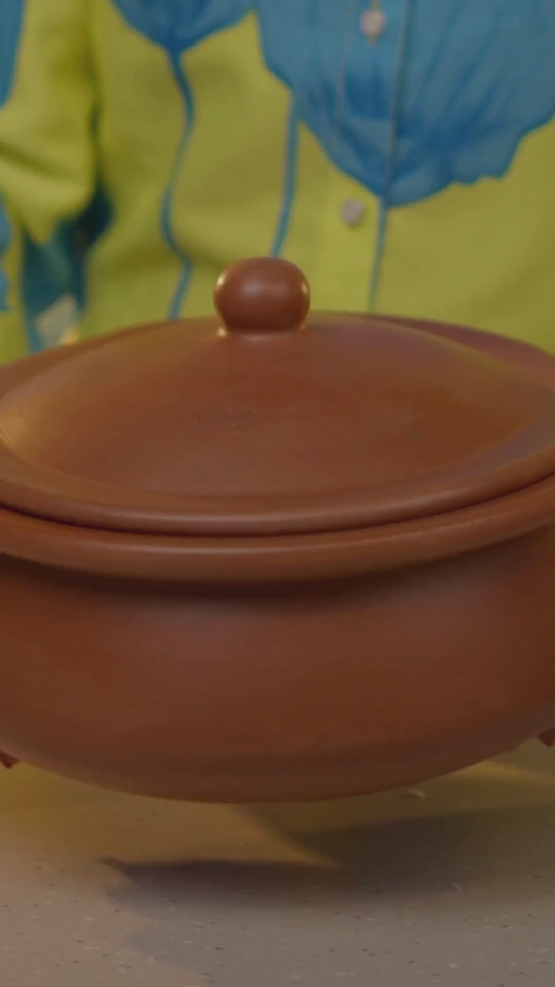 Unglazed Clay Pot for Cooking | Earthen Kadhai | Round Terracota Kadhai | Clay Handi for Serving with Lid | Includes Free Palm Leaf Stand and Ash for Cleaning