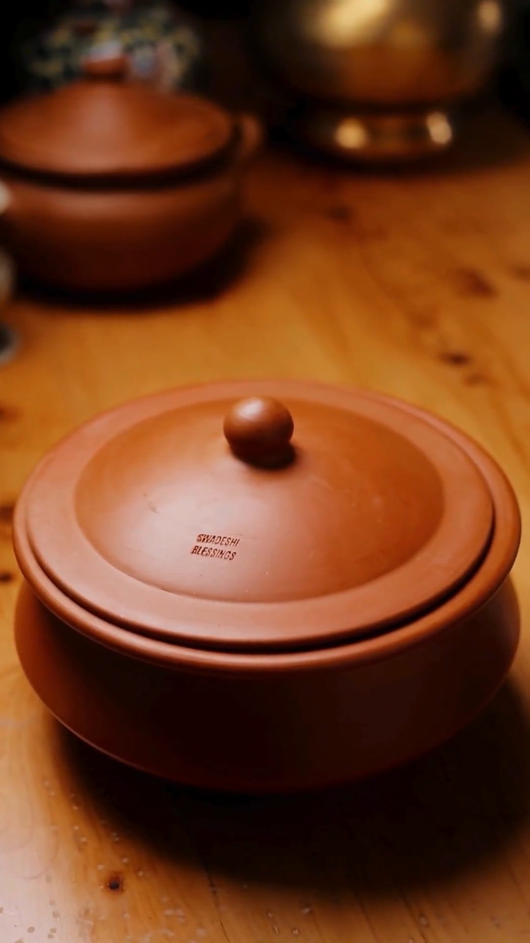 Unglazed Clay Pot for Cooking | Earthen Kadhai | Kerela Handi | Clay Handi for Serving with Lid, 2.8L | Includes Free Palm Leaf Stand and Ash for Cleaning